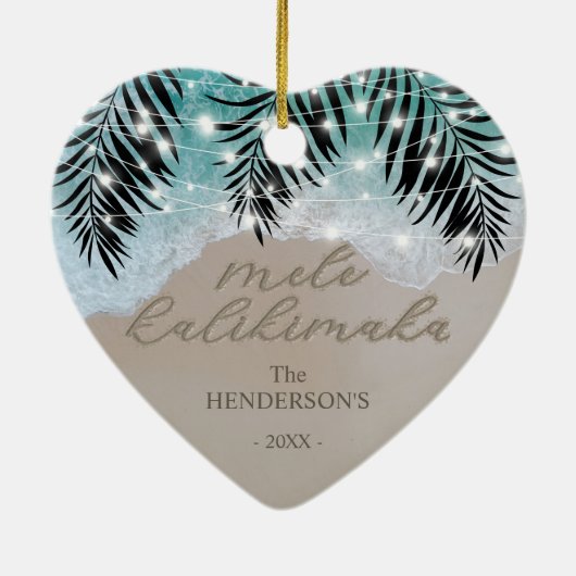 Hawaiian Mele Kalikimaka Tropical Keramik Ornament (Hinten)