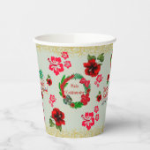 Hawaiian Mele Kalikimaka Tropical Wreath Paper Cu Pappbecher (Links)