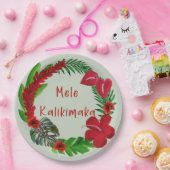 Hawaiian Mele Kalikimaka Tropical Wreath Paper Pl Pappteller (Party)