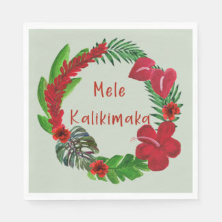 Hawaiian Mele Kalikimaka Tropischer Wreath Napkins Serviette