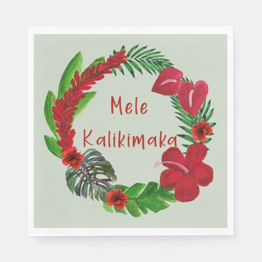 Hawaiian Mele Kalikimaka Tropischer Wreath Napkins Serviette (Vorderseite)