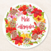 Hawaiian Mele Kalikimaka Untersetzer für Blumenkre (Vorderseite)