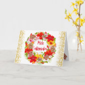 Hawaiian Mele Kalikimaka Weihnachtswreath Karte (Gelbe Blume)