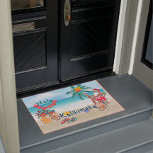 Hawaiian Mele Kalikimaka Welcome Mat