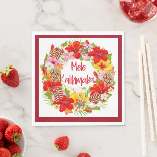Hawaiian Mele Kalikimaka Wreath Paper Napkins Serviette (Beispiel)
