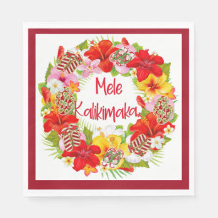 Hawaiian Mele Kalikimaka Wreath Paper Napkins Serviette