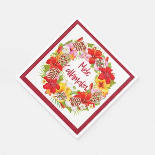 Hawaiian Mele Kalikimaka Wreath Paper Napkins Serviette (Ecke)