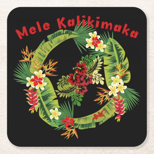 Hawaiian Mele Kalikimaka Wreath Untersetzer (Vorderseite)