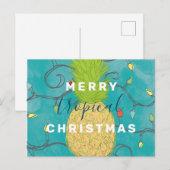 Hawaiian Merry Tropical Weihnachtsananas Postkarte (Vorne/Hinten)