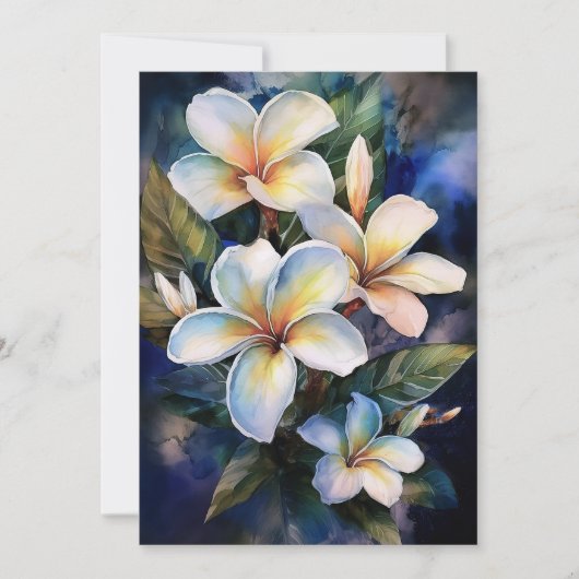 Hawaiian Midnight Plumeria Feiertagskarte (Vorderseite)