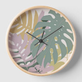 Hawaiian Monstera Leaf Wall Clock Uhr (Vorderseite)
