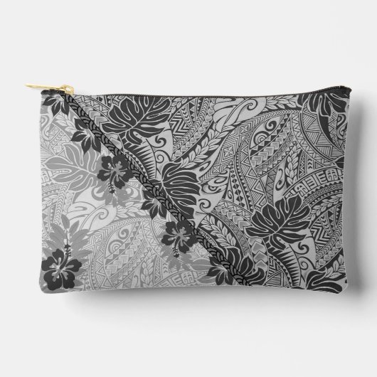 Hawaiian Monstera Tapa Fusion Zippered Pouch Zubehörtasche (Vorderseite)