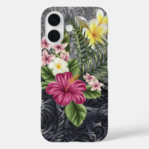 Hawaiian Monstera Tapa und Hibiskus Phone Case