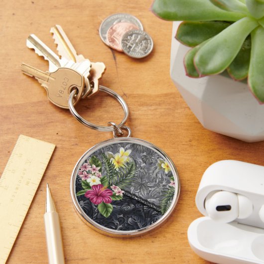 Hawaiian Monstera Tapa und Hibiskus Schlüsselanhänger (Schreibtisch)