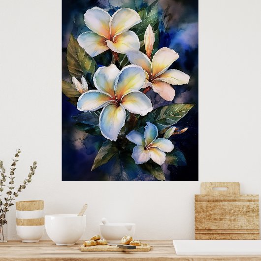 Hawaiian Moonlight Plumeria Poster (Küche)