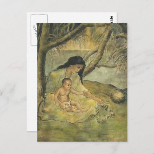 Hawaiian Mother and Child - Charles W. Bartlett Postkarte (Vorne/Hinten)