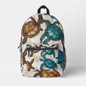 Hawaiian Nautical Ocean Sea Turtle Bedruckter Rucksack (Vorderseite)