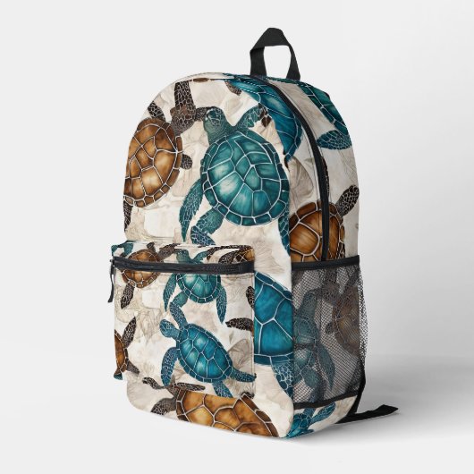 Hawaiian Nautical Ocean Sea Turtle Bedruckter Rucksack (Rückseitige Ecke Rechts)