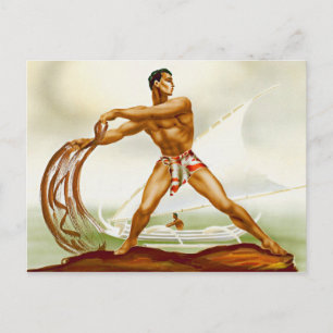 Hawaiian Net Fischer Postkarte