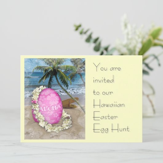 Hawaiian Oaster Egg Hunt Einladung (Stehend Vorderseite)