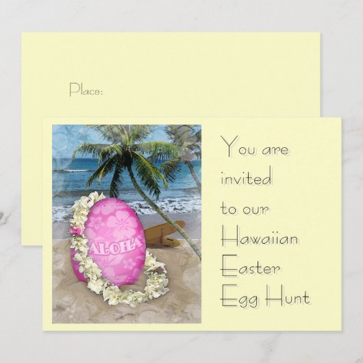 Hawaiian Oaster Egg Hunt Einladung (Vorne/Hinten)