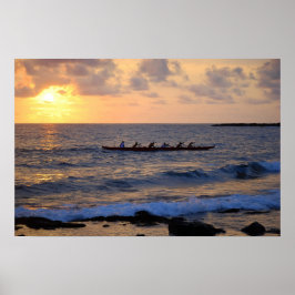 Hawaiian Outrigger Canoe bei Sunset Poster