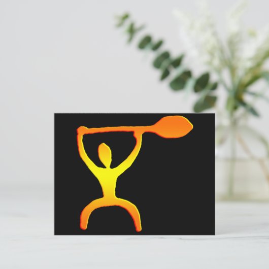 Hawaiian Paddle Man Petroglyph - Postcard Postkarte (Stehend Vorderseite)