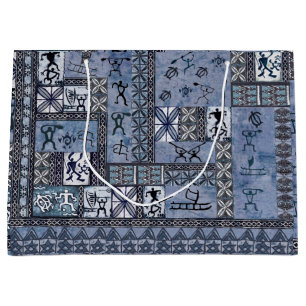 Hawaiian Paddleman Petroglyph Tapa Gift Bag Große Geschenktüte
