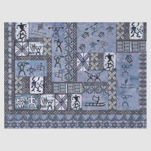 Hawaiian Paddleman Petroglyph Tapa Tissue Paper Seidenpapier (Vorderseite)