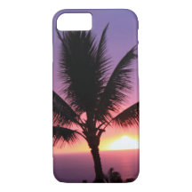 Hawaiian Palm Tree & Colorful Sunset