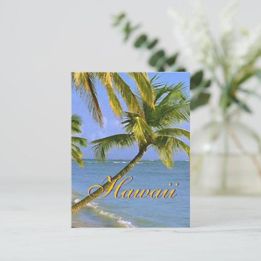 Hawaiian Palm Tree Script Postkarten (Stehend Vorderseite)