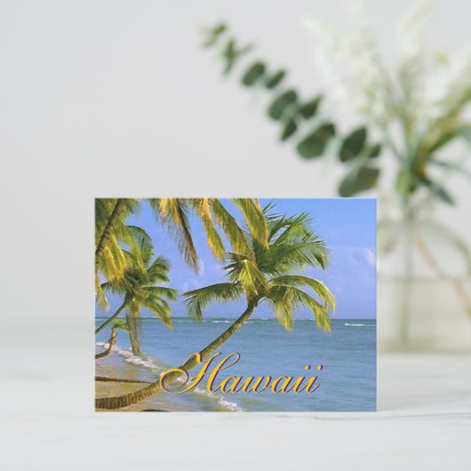 Hawaiian Palm Tree Script Postkarten (Stehend Vorderseite)