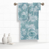 Hawaiian Palm Tree Silhouette Muster Aquamarin ID1 Badhandtuch Set