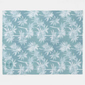 Hawaiian Palm Tree Silhouette Muster Aquamarin ID1 Fleecedecke (Vorderseite (Horizontal))