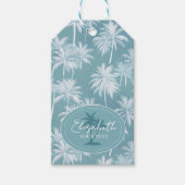 Hawaiian Palm Tree Silhouette Muster Aquamarin ID1 Geschenkanhänger (Vorderseite)