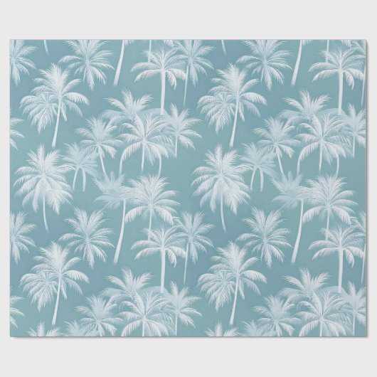 Hawaiian Palm Tree Silhouette Muster Aquamarin ID1 Geschenkpapier (Flach)