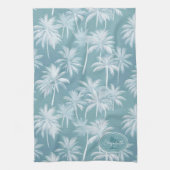 Hawaiian Palm Tree Silhouette Muster Aquamarin ID1 Geschirrtuch (Vertikal)