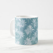 Hawaiian Palm Tree Silhouette Muster Aquamarin ID1 Kaffeetasse (Vorderseite Links)