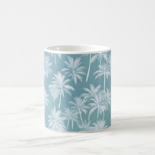 Hawaiian Palm Tree Silhouette Muster Aquamarin ID1 Kaffeetasse (Mittel)