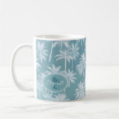 Hawaiian Palm Tree Silhouette Muster Aquamarin ID1 Kaffeetasse (Links)