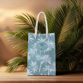 Hawaiian Palm Tree Silhouette Muster Aquamarin ID1 Mittlere Geschenktüte