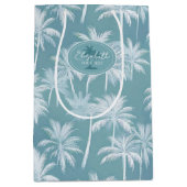 Hawaiian Palm Tree Silhouette Muster Aquamarin ID1 Mittlere Geschenktüte (Vorderseite)
