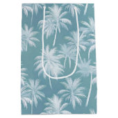 Hawaiian Palm Tree Silhouette Muster Aquamarin ID1 Mittlere Geschenktüte (Rückseite)