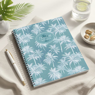 Hawaiian Palm Tree Silhouette Muster Aquamarin ID1 Notizblock