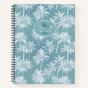Hawaiian Palm Tree Silhouette Muster Aquamarin ID1 Notizblock