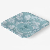 Hawaiian Palm Tree Silhouette Muster Aquamarin ID1 Pappteller (Gewinkelt)