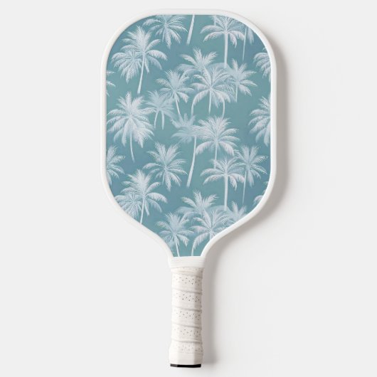 Hawaiian Palm Tree Silhouette Muster Aquamarin ID1 Pickleball Schläger (Rückseite)