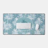 Hawaiian Palm Tree Silhouette Muster Aquamarin ID1 Schreibtischunterlage (Tastatur & Maus)
