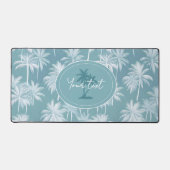 Hawaiian Palm Tree Silhouette Muster Aquamarin ID1 Schreibtischunterlage (Vorderseite)