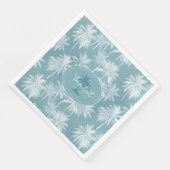 Hawaiian Palm Tree Silhouette Muster Aquamarin ID1 Serviette (Ecke)